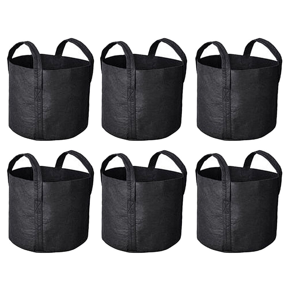 6 Pcs Felt Planting Bag Breathable Plants Growing Bag Portable Handle