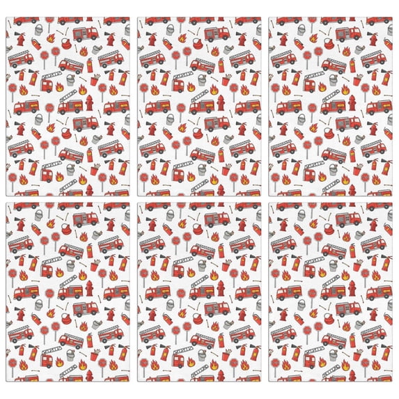 6 Pcs Fireman and Sign White Pattern Funny Kitchen Towels, Microfiber Dish Towels, Kitchen Tea Towels Set 18" X 26"