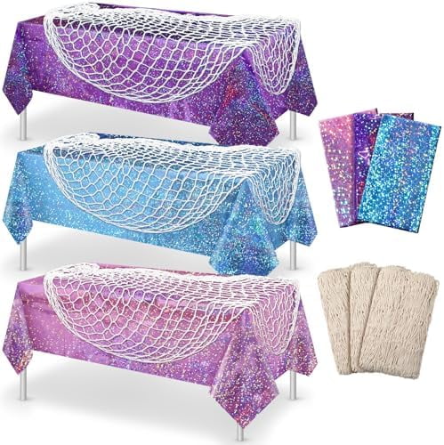 6 Pcs Fish Net Decorative and Tablecloth Set, Cotton Fishnet and ...