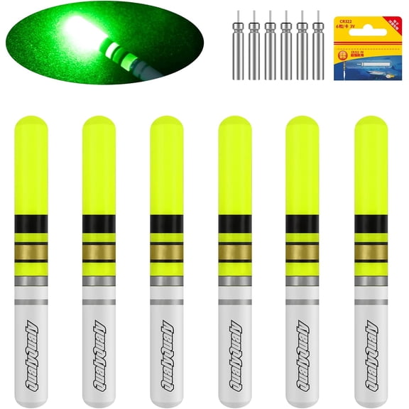 6 Pcs Fishing Glow Sticks, LED Glow Sticks for Fishing with Batteries, Night Fishing Light Up Fishing Bobbers Floats and Rod Tips,Night Fishing Float Lights