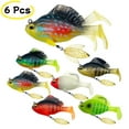 thumbnail image 1 of 6 Pcs Fishing Lures, Bass Lures with Hidden Ultra-Sharp Hook, Soft Swimbaits with Paddle Tail/3D Eyes/Spinner Blades, 1 of 7