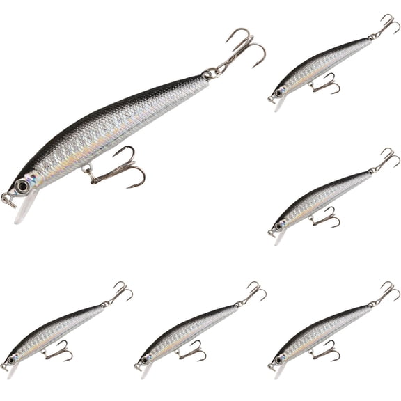 6 Pcs Fishing Lures Minnow Lures Kit Topwater Crankbait Jerkbait Plugs Baits Pack, for Trout Bass Walleye Salmon Redfish Snook Striped Bass Freshwater Saltwater, Fishing