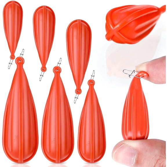 6 Pcs Fishing Practice Plugs Mixed Sizes Bait Casting Practice Weights | 6 Mixed Weights, Orange Color, No Hook Design