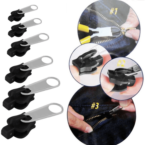 6 Pcs Fix Zipper Zip Slider Repair Instant Kit Removable Rescue Replacement