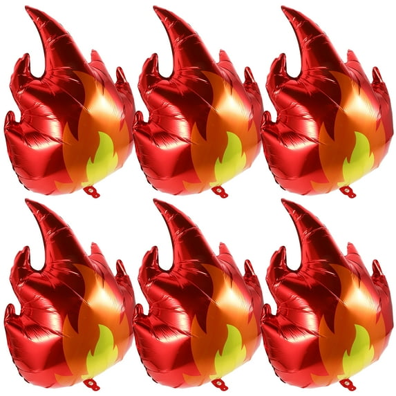 6 Pcs Flame Balloon Set Camping Themed Party Decorations Balloons Red