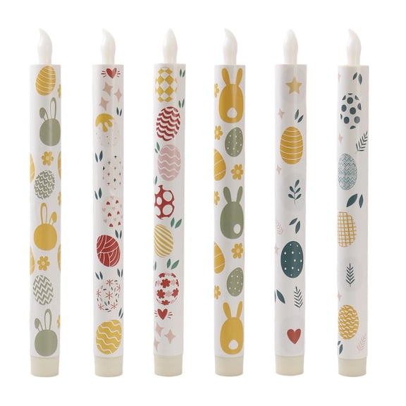 6 Pcs Flameless Taper Candles 9.8 Inch Colorful Candles Battery Operated Remote Control LED Candlesticks for Valentine Day Easter Centerpieces Dinner Table Home Party Decor