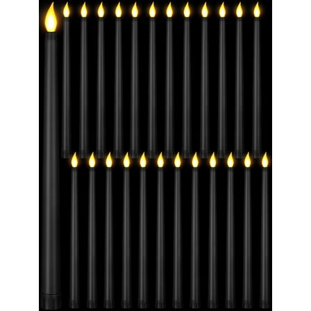 6 Pcs Flameless Taper Candles Battery Operated Bulk Fake 11 Inch Candles Light LED Candlesticks Flickering Tapered for Wedding Halloween Christmas Decoration、