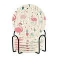 thumbnail image 1 of 6 Pcs Flamingos Drink Coasters with Holder Absorbent Coaster Sets Cup Heat-Resistant Hot Pads Mats for Bar Table Protection, 1 of 7