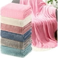 thumbnail image 1 of 6 Pcs Flannel Soft Throw Blanket Bulk Large 3D Waffle Textured Faux Fur Throw Fleece Blanket 50 x 60 Inches No Shedding No Pilling Lightweight Blankets for Bedroom Couch Sofa (Fresh), 1 of 6