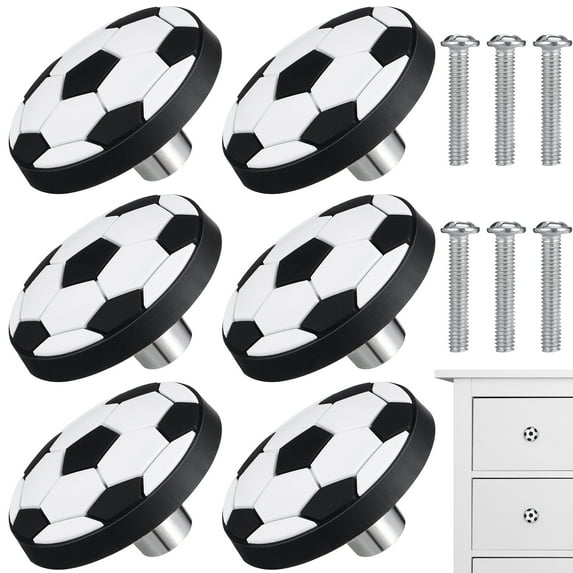 Set of 6 Flat Football-Shaped Drawer Knobs, Stylish Kitchen Cabinet Handles, Design