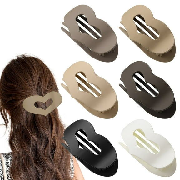 6 Pcs Flat Hair Clip, Hair Claw Clips Women, Curved Design Strong Hold Claw Clips for Thick Thin Fine Hair for Women and Girls
