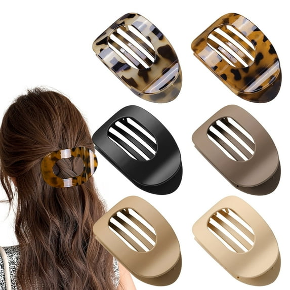 6 Pcs Flat Hair Clip, Hair Claw Clips Women, Curved Design Strong Hold Claw Clips for Thick Thin Fine Hair for Women and Girls