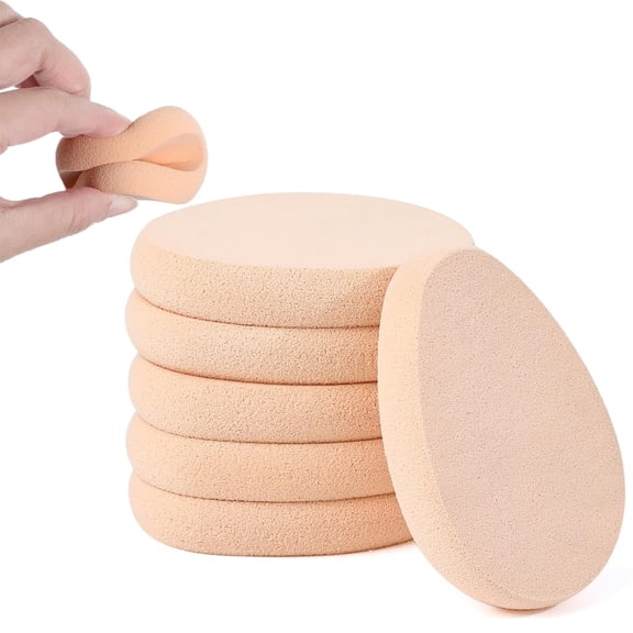 6 Pcs Flat Makeup Sponge Tutuviw Beige Smooth Foundation Sponge, Beauty Blender Make Up Cushion Make Up Applicator Sponge for Natural and Easy Soft Long-lasting, Beginner-friendly