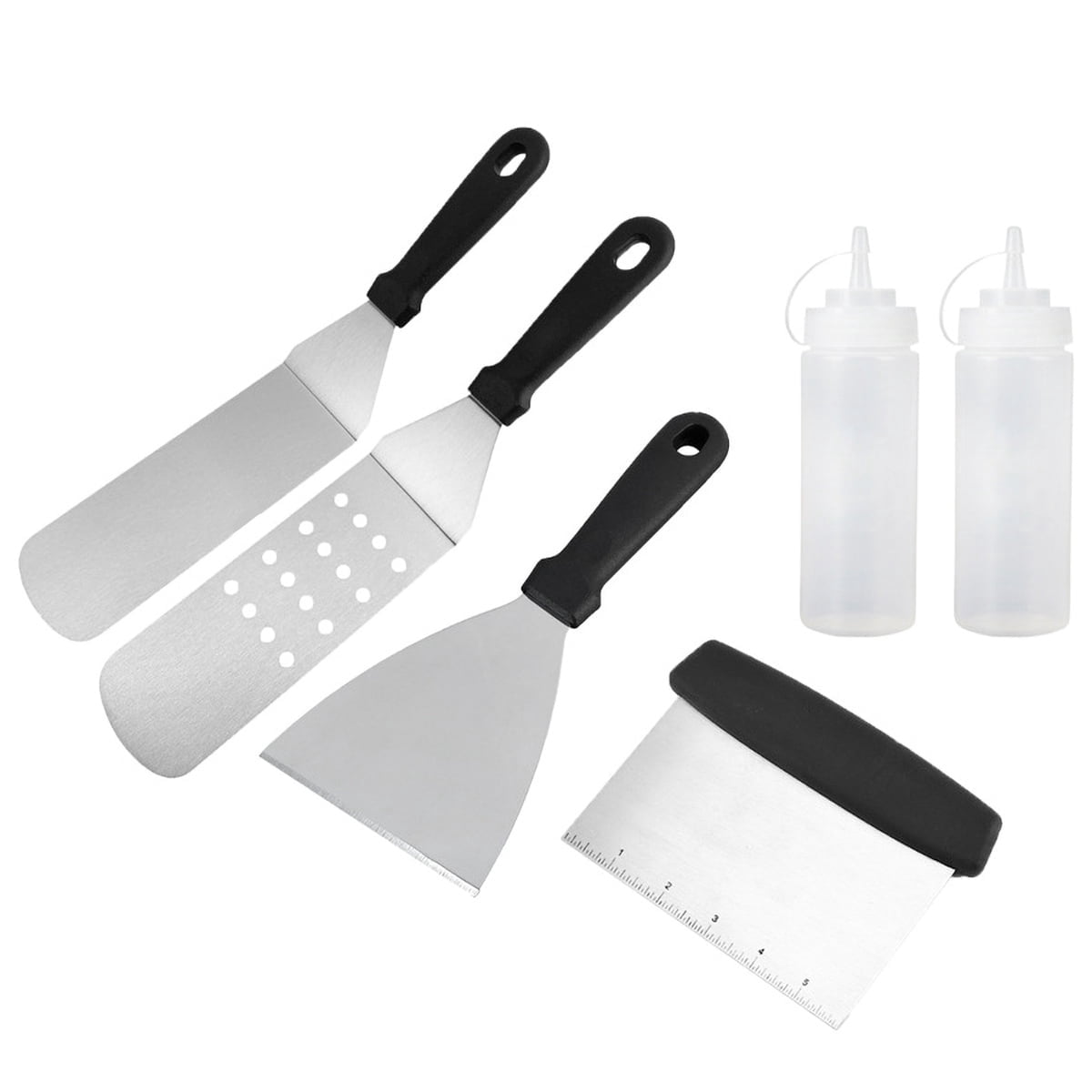 6 Pcs Flat Top Grill Accessories Set for Blackstone and Camp Chef, Enlarged Spatulas, Scraper, Tongs, Grill Spatula Kit for Outdoor BBQ
