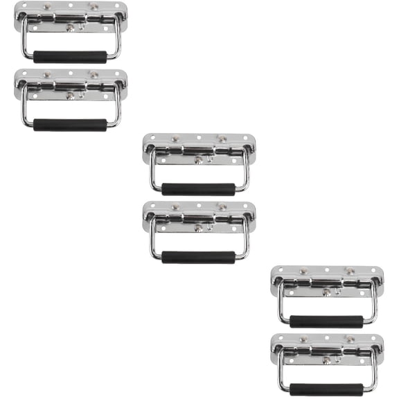 6 Pcs Flight Case Handles Folding Case Knob with Spring Shell-free Handles Silver