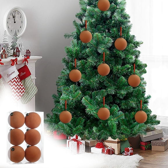 6 Pcs Flocked Velvet Christmas Ball Ornaments, 3.15 in Large Velvet Christmas Tree Hanging Baubles Set, Soft Plush Hanging Baubles for Xmas Tree Shower Birthday Party Christmas Decor