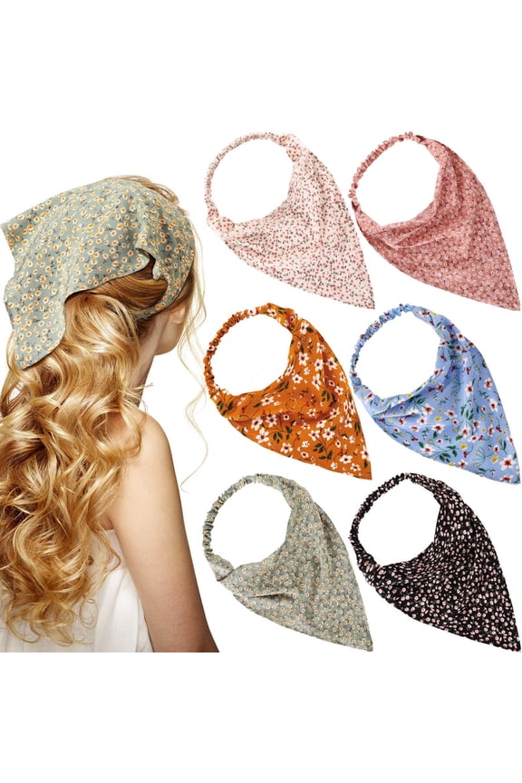 6 Pcs Floral Bandanas for Women Girl Boho Daisy Hair Scarf Headband Kerchief