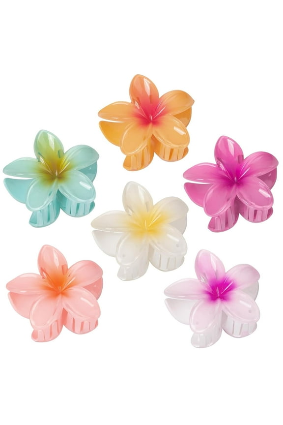 6 Pcs Flower Hair Claw Clips, Hawaiian Claw Clips for Women Thick Hair, Beach Cute Hair Accessories