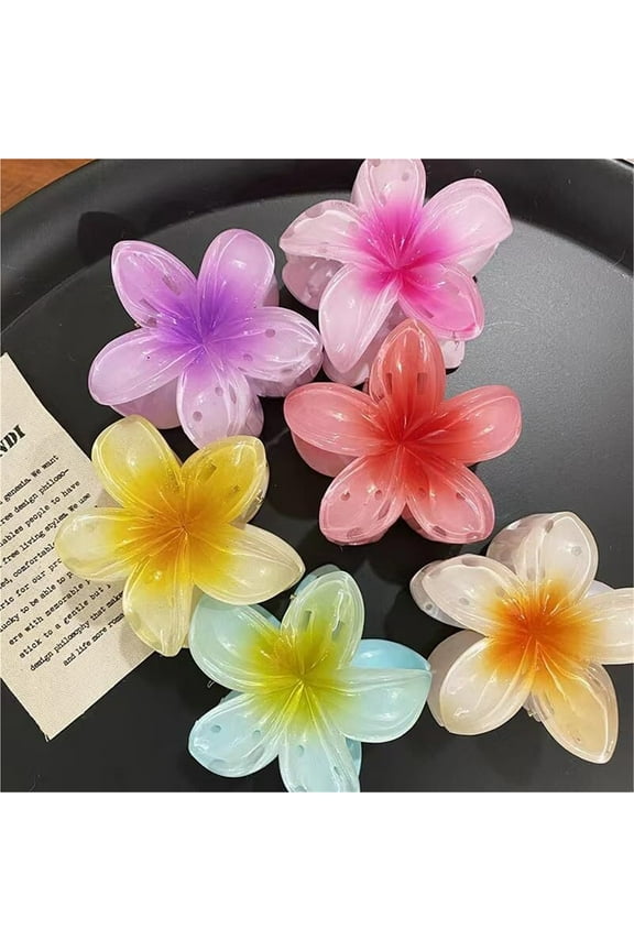 6 Pcs Flower Hair Clips, Hair Claw 8CM,Gradient Flower Acrylic Hair Clip, Women