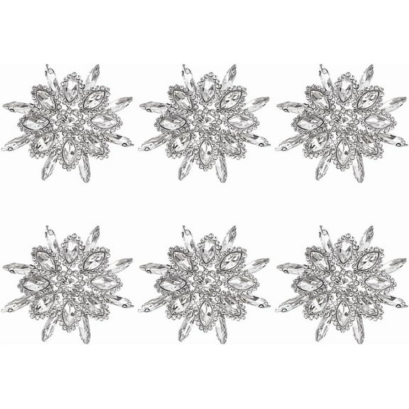 6 Pcs Flower Hotfix Rhinestone Applique 2.1x2.1inch Platinum Clear Rhinestone Applique Rhinestone Iron On Patches Flower Patch for Wedding Bridal Wedding Dress DIY Garments 1set