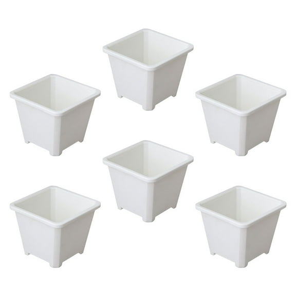 6 Pcs Flowerpot Plant Pots Indoor Succulent Planters Square Container Miss White