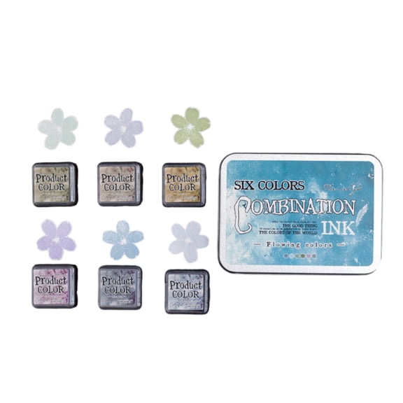 6 Pcs Flowing Colors Stamp Pad Set, Combination Inkpad for Card Making, Scrapbooking & Office