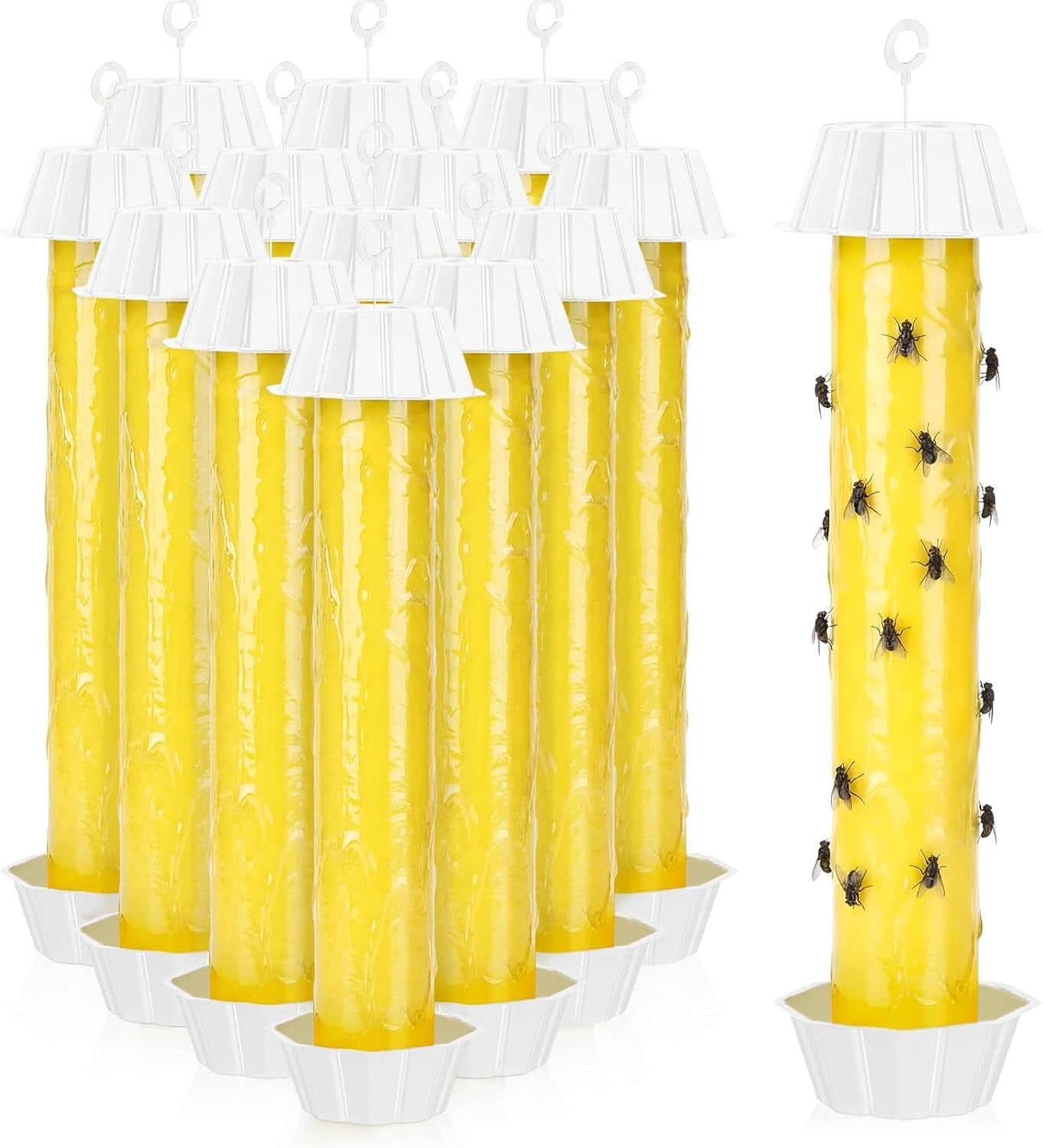 6 Pcs Fly Traps for Indoor Outdoor Hanging Fruit Fly Stick Trap Sticky Mosquito for Home Insect 10 x 2.5 Inches (Classic,Yellow and White)