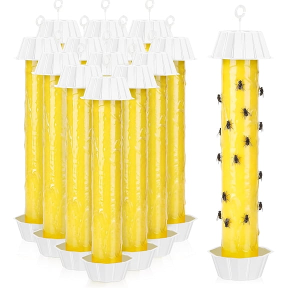 6 Pcs Fly Traps for Indoor Outdoor Hanging Fruit Fly Stick Trap Sticky Mosquito for Home Insect 10 x 2.5 Inches (Classic,Yellow and White)