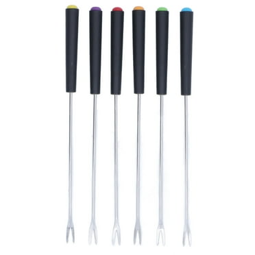6PCS 9.5 Inch Fondue Sticks Stainless Steel Barbecue Fruit Dessert Forks With Heat Resistant Handle For Roast Meat Chocolate Dessert Cheese Marshmallows