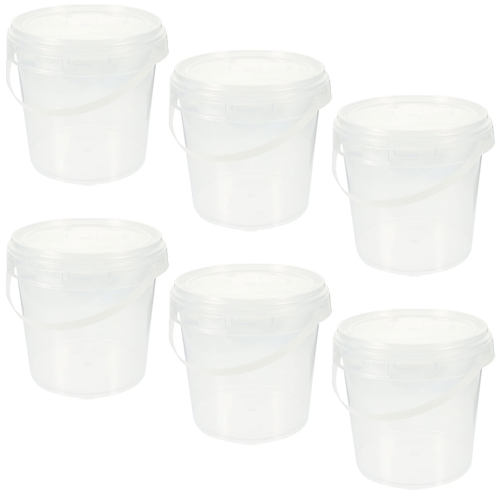 6 Pcs Food Buckets with Lids Cocktail Rum Plastic Containers Reusable