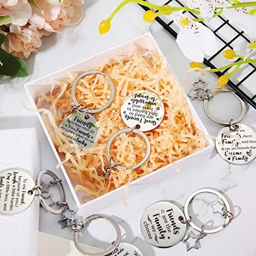 6 Pcs Friendship Keychains for Women Best Friend Stainless Steel Keychains Christmas Friendship Appreciation Gifts