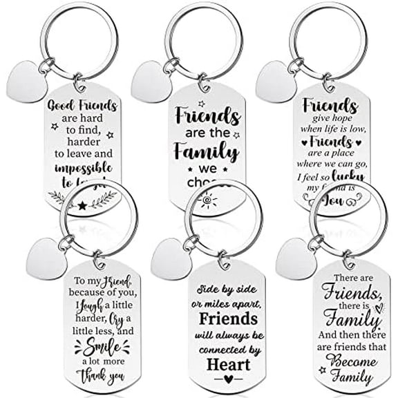 6 Pcs Friendship Keychains for Women Best Friend Stainless Steel Keychains Christmas Friendship Appreciation Gifts