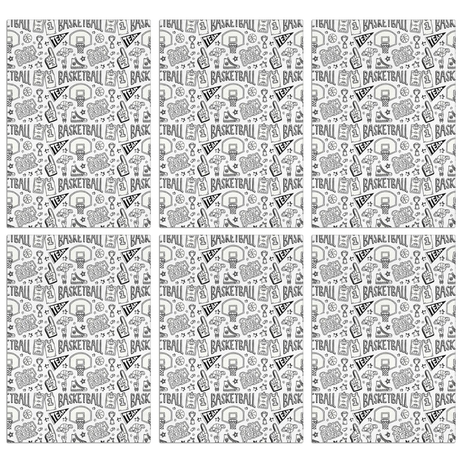 6 Pcs Funny Kitchen Towels,Basketball Doodle Pattern Microfiber Dish Towels,Kitchen Tea Towels,Kitchen Towel Set (18" X 26")