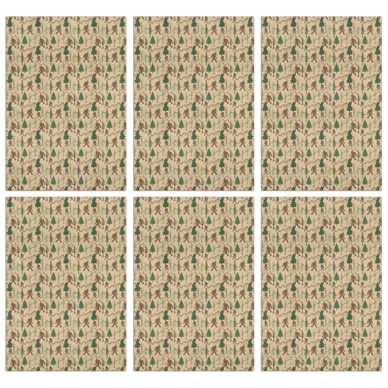 6 Pcs Funny Kitchen Towels,Beige Bigfoot and Forest Pattern Microfiber Dish Towels,Kitchen Tea Towels,Kitchen Towel Set (18" X 26")