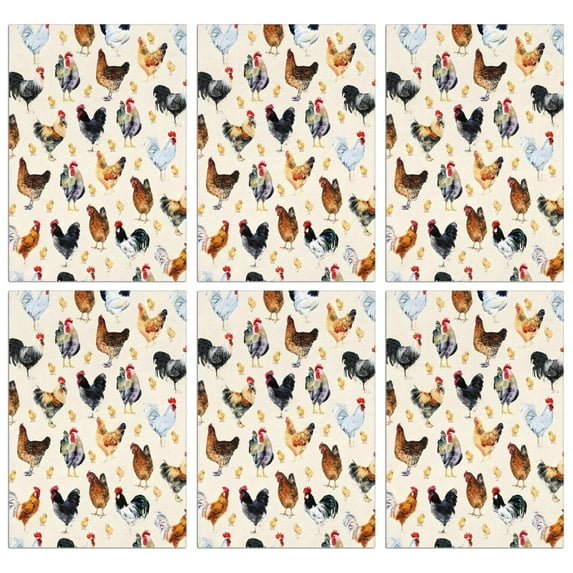 6 Pcs Funny Kitchen Towels,Beige Chicken Watercolor Pattern Microfiber Dish Towels,Kitchen Tea Towels,Kitchen Towel Set (18" X 26")