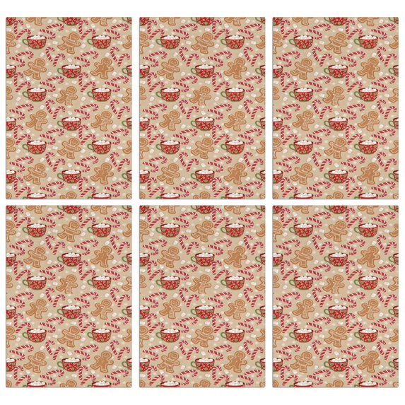 6 Pcs Funny Kitchen Towels,Beige Christmas Gingerbread Man Pattern Microfiber Dish Towels,Kitchen Tea Towels,Kitchen Towel Set (18" X 26")