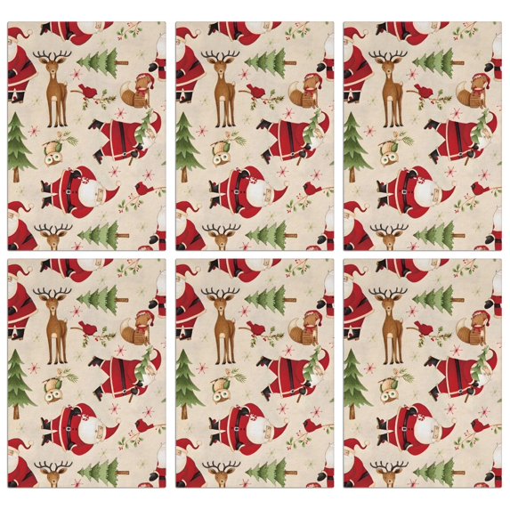 6 Pcs Funny Kitchen Towels,Beige Christmas Santa and Animal Pattern Microfiber Dish Towels,Kitchen Tea Towels,Kitchen Towel Set (18" X 26")