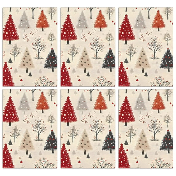 6 Pcs Funny Kitchen Towels,Beige Christmas Tree Pattern Microfiber Dish Towels,Kitchen Tea Towels,Kitchen Towel Set (18" X 26")