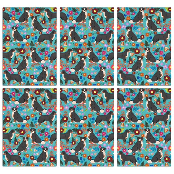 6 Pcs Funny Kitchen Towels,Bernese Mountain and Flower Microfiber Dish Towels,Kitchen Tea Towels,Kitchen Towel Set (18" X 26")