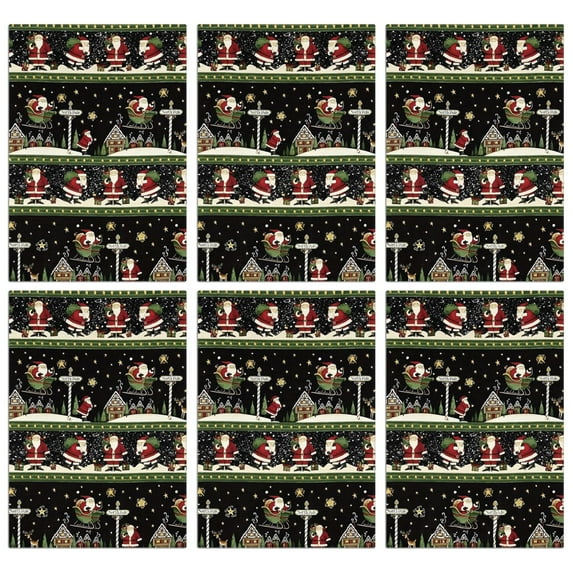 6 Pcs Funny Kitchen Towels,Black Christmas Santa Pattern Microfiber Dish Towels,Kitchen Tea Towels,Kitchen Towel Set (18" X 26")