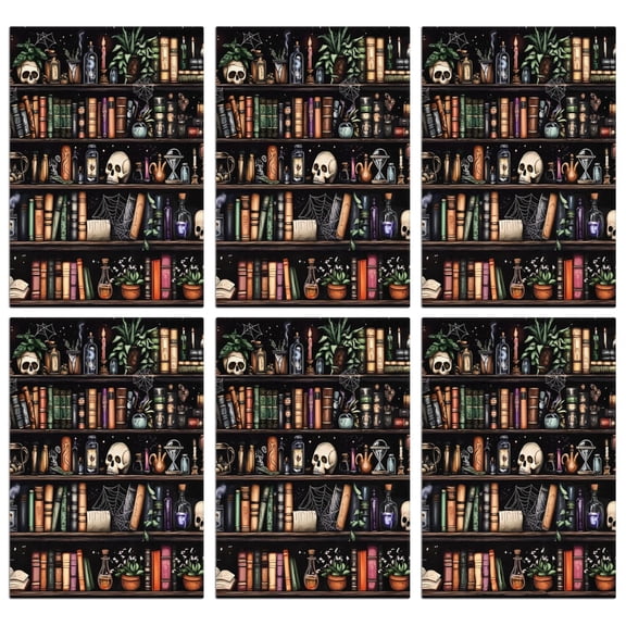 6 Pcs Funny Kitchen Towels,Black Halloween Skull Book Pattern Microfiber Dish Towels,Kitchen Tea Towels,Kitchen Towel Set (18" X 26")