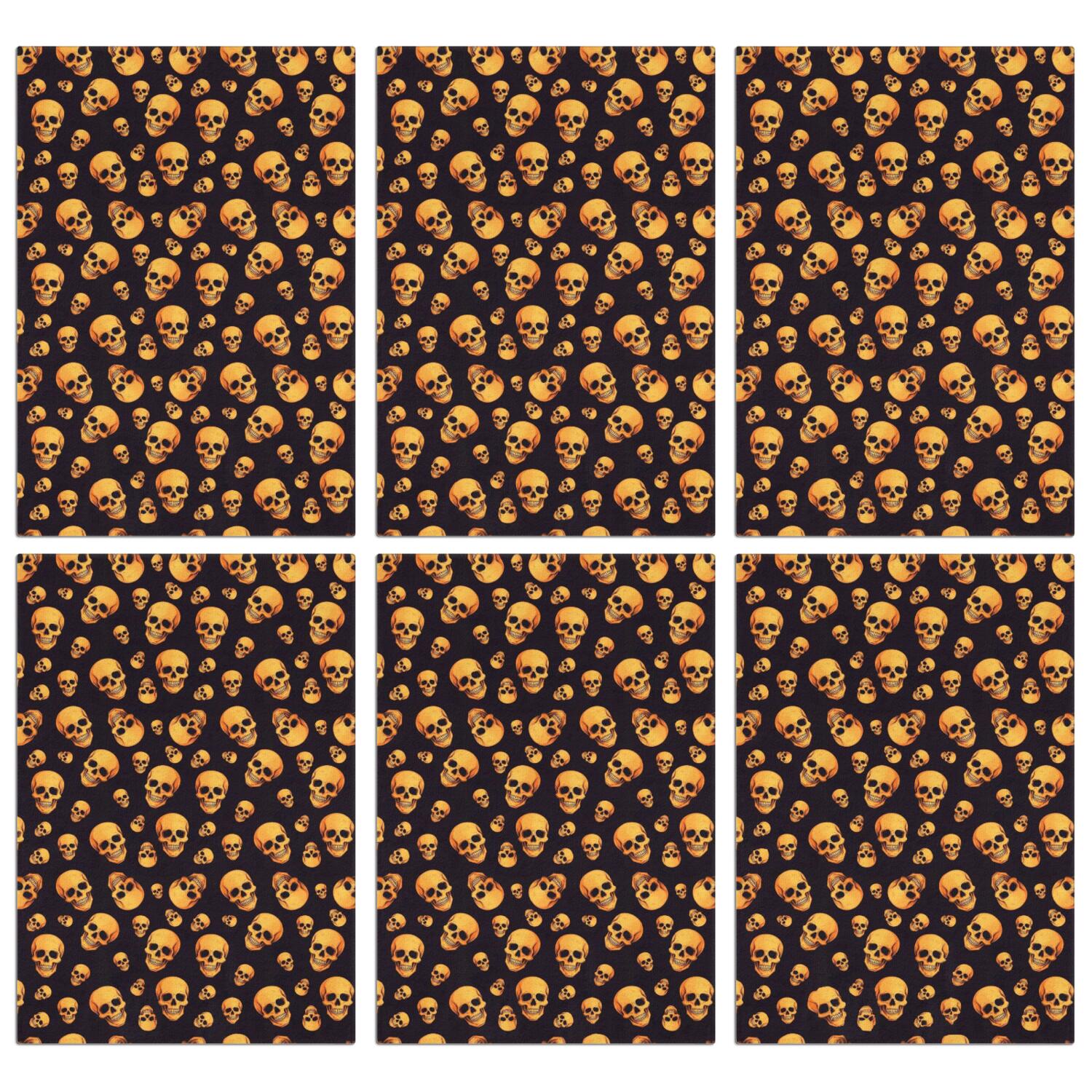 6 Pcs Funny Kitchen Towels,Black Orange Skull Pattern Microfiber Dish Towels,Kitchen Tea Towels,Kitchen Towel Set (18" X 26")