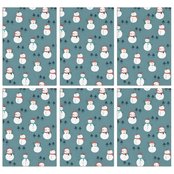6 Pcs Funny Kitchen Towels,Blue Christmas Snowman Pattern Microfiber Dish Towels,Kitchen Tea Towels,Kitchen Towel Set (18" X 26")
