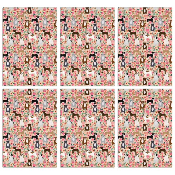 6 Pcs Funny Kitchen Towels,Boston Terrier Dogs with Flowers Microfiber Dish Towels,Kitchen Tea Towels,Kitchen Towel Set (18" X 26")