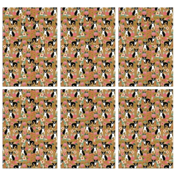 6 Pcs Funny Kitchen Towels,Boston Terrier and Flower Microfiber Dish Towels,Kitchen Tea Towels,Kitchen Towel Set (18" X 26")