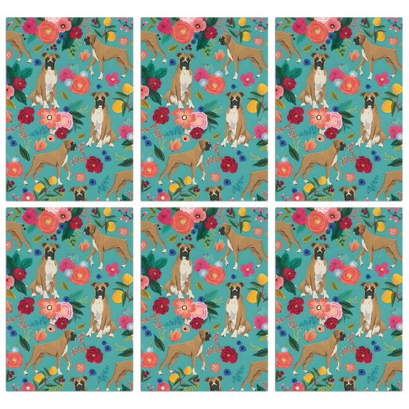 6 Pcs Funny Kitchen Towels,BoxerDog and Pioneer Flower Microfiber Dish Towels,Kitchen Tea Towels,Kitchen Towel Set (18" X 26")