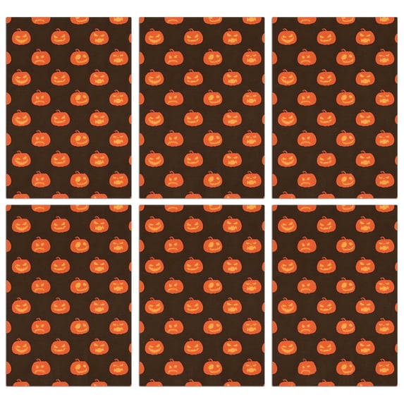 6 Pcs Funny Kitchen Towels,Brown Halloween Pumpkin Faces Microfiber Dish Towels,Kitchen Tea Towels,Kitchen Towel Set (18" X 26")