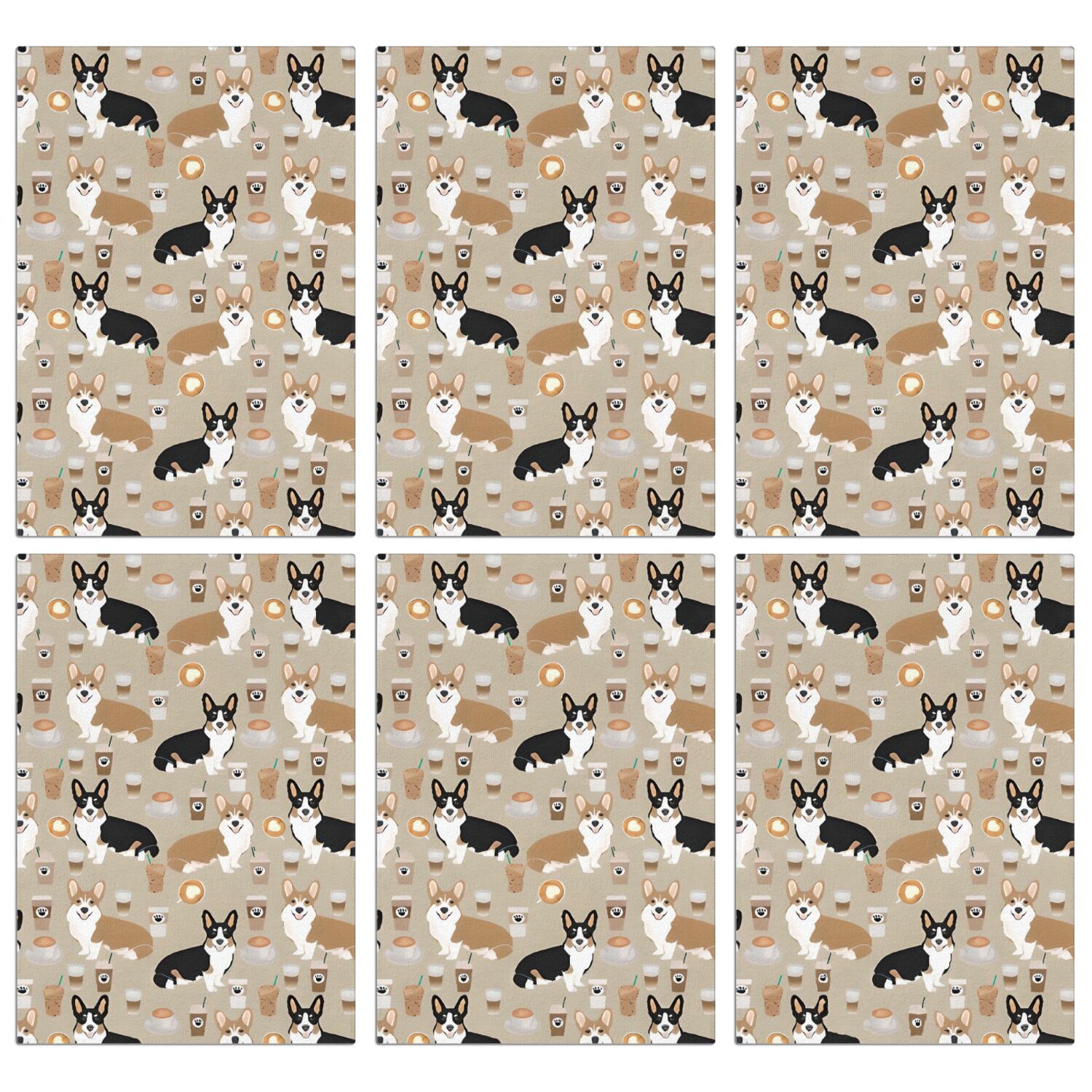 6 Pcs Funny Kitchen Towels,Cartoon Corgi and Coffee Microfiber Dish Towels,Kitchen Tea Towels,Kitchen Towel Set (18" X 26")
