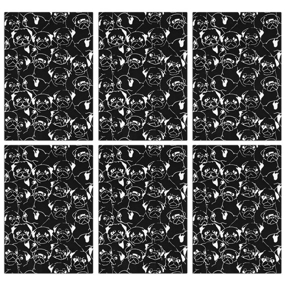 6 Pcs Funny Kitchen Towels,Cartoon Pug Dog Microfiber Dish Towels,Kitchen Tea Towels,Kitchen Towel Set (18" X 26")