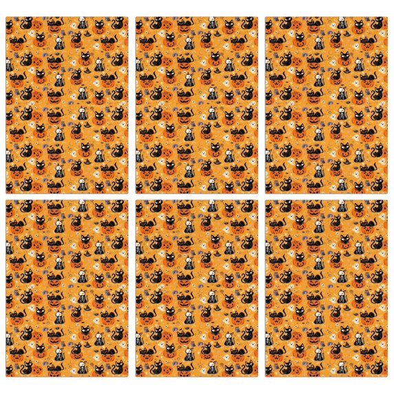 6 Pcs Funny Kitchen Towels,Cats and Pumpkins Halloween Pattern Microfiber Dish Towels,Kitchen Tea Towels,Kitchen Towel Set (18" X 26")
